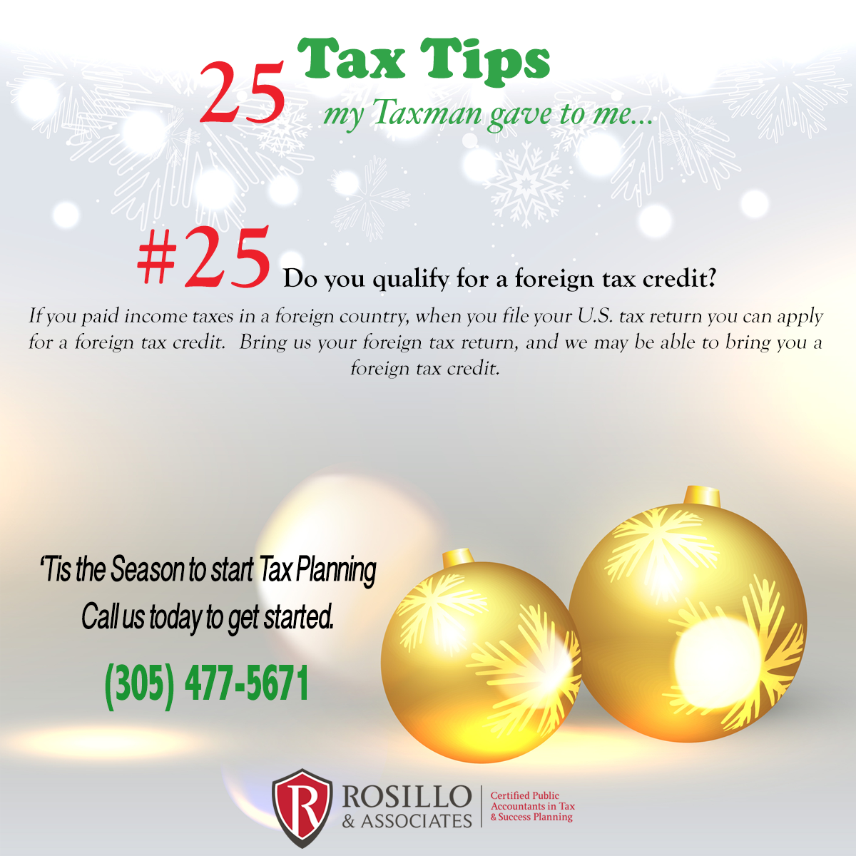 Tax Tip #25 My Tax Man Gave to Me...